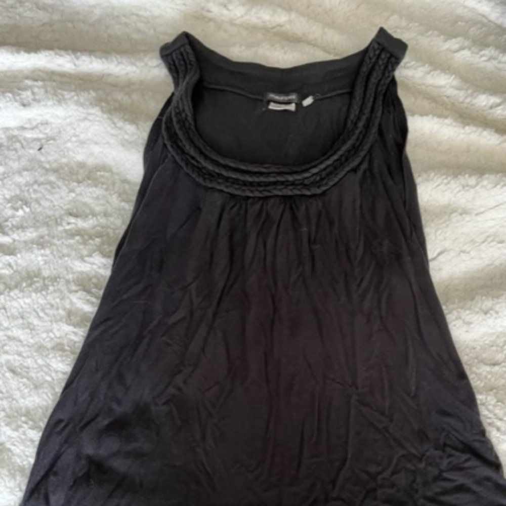 Black Tank Top with Braided Neck